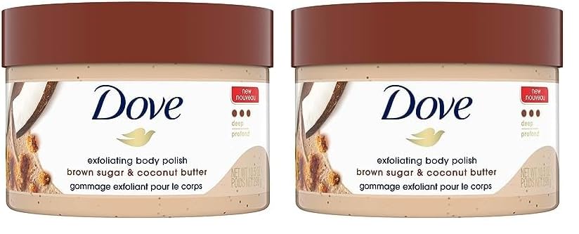 Dove Scrub Brown Sugar & Coconut Butter For Silky Smooth Skin Body Scrub Exfoliates & Restores Skin's Natural Nutrients 10.5 oz