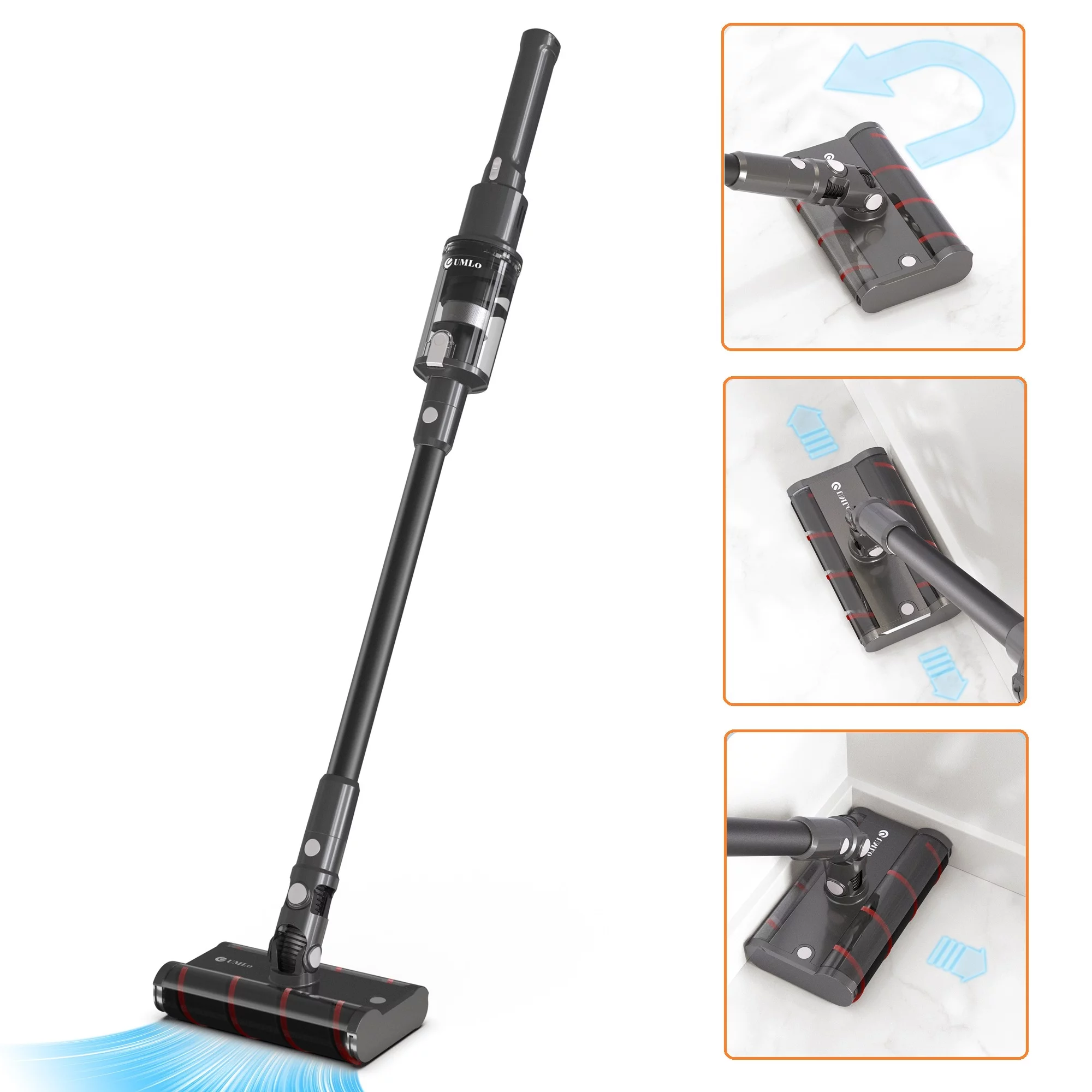 UMLo Cordless Vacuum Cleaner, 360° Omnidirectional Rotation 6-in-1 Stick Vacuum, 22000Pa Powerful Double Brush Vacuum, Lightweight Handheld Vacuum up to 40Min, for Home Hard Floor Sofa Car, V101
