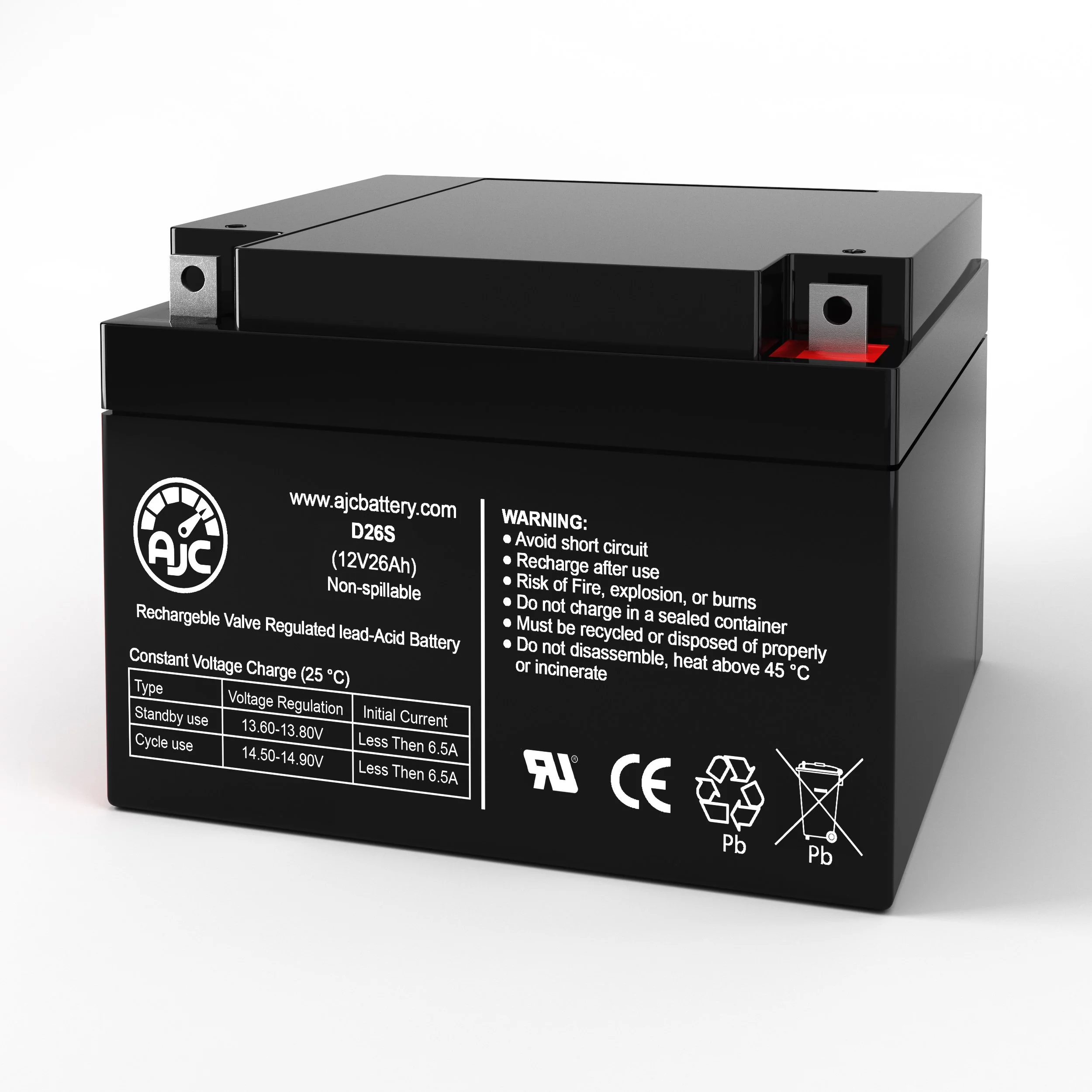 Long Way LW-6FM28G 12V 26Ah Sealed Lead Acid Battery - This Is an AJC Brand Replacement