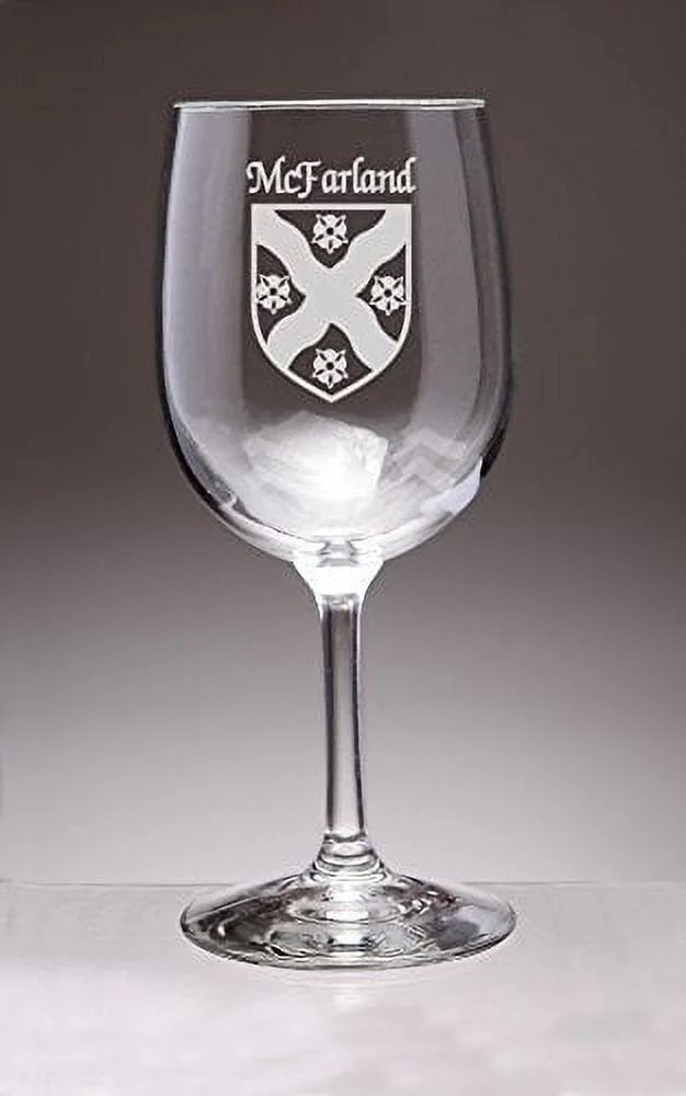 McFarland Irish Coat of Arms Wine Glasses - Set of 4 (Sand Etched)