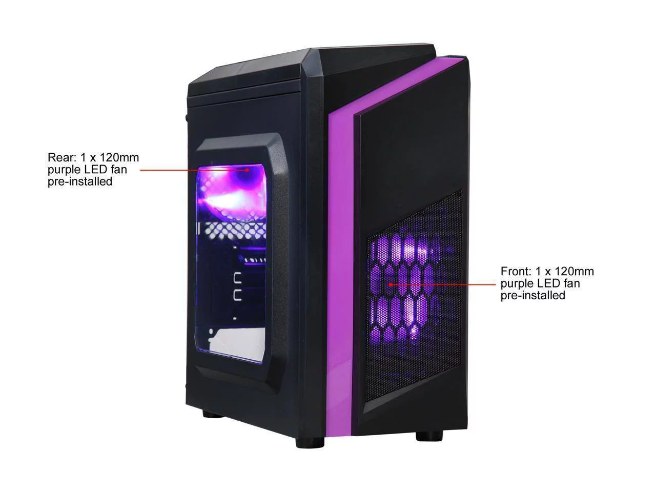 DIYPC DIY-F2-P Black / Purple SPCC Micro ATX Mini Tower Computer Case