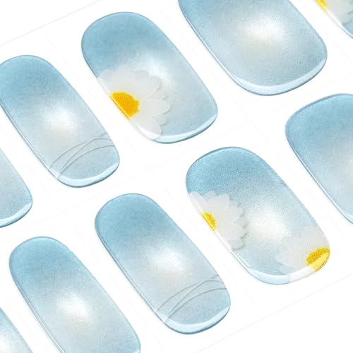 DANNI & TONI Semi Cured Gel Nail Strips Christmas Santa Claus Snowflakes Cat Eye Gel Nail Wraps 28 Stickers | Mistletoe Meow