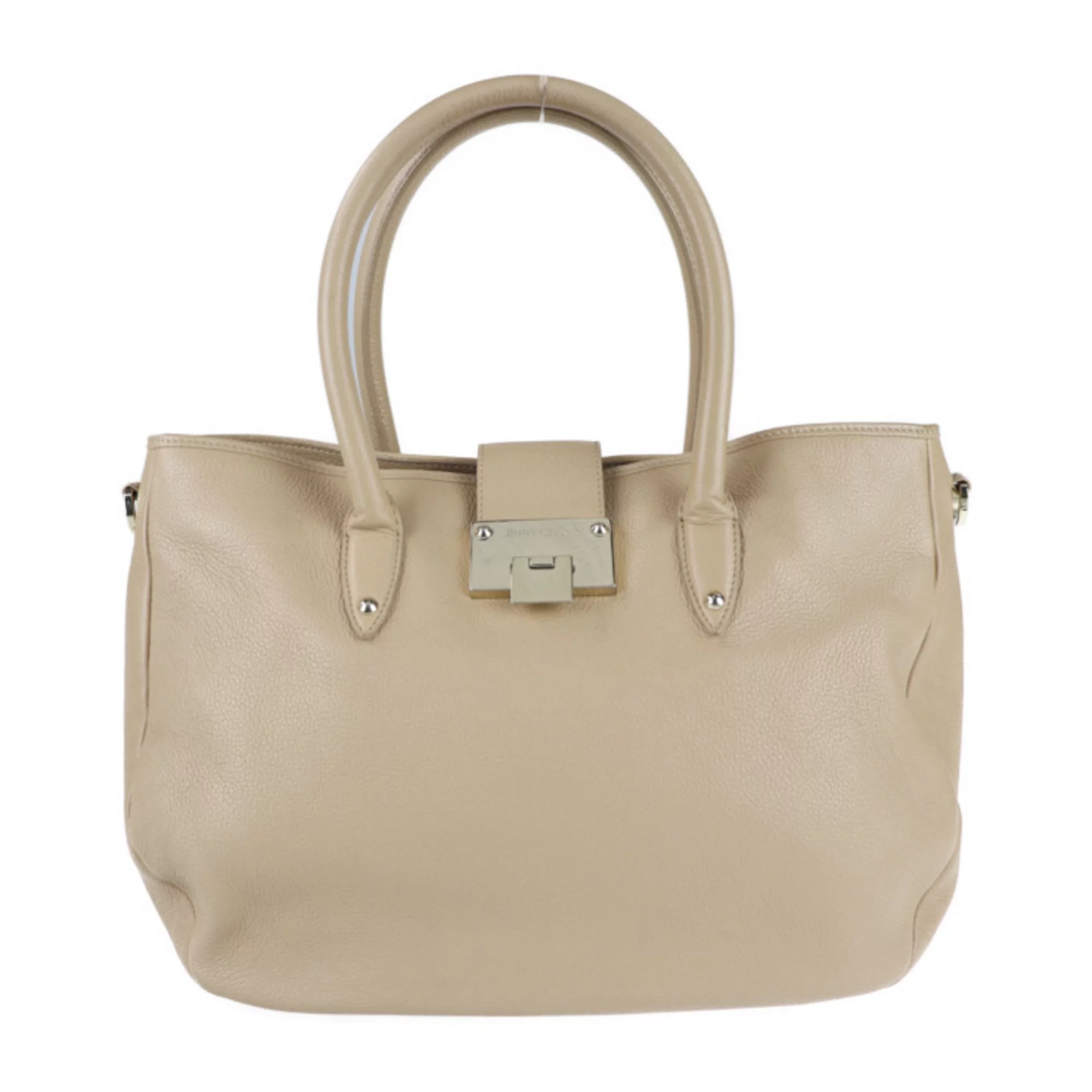 Pre-Owned JIMMY CHOO Jimmy Choo handbag leather beige gold metal fittings 2WAY shoulder bag (Good)