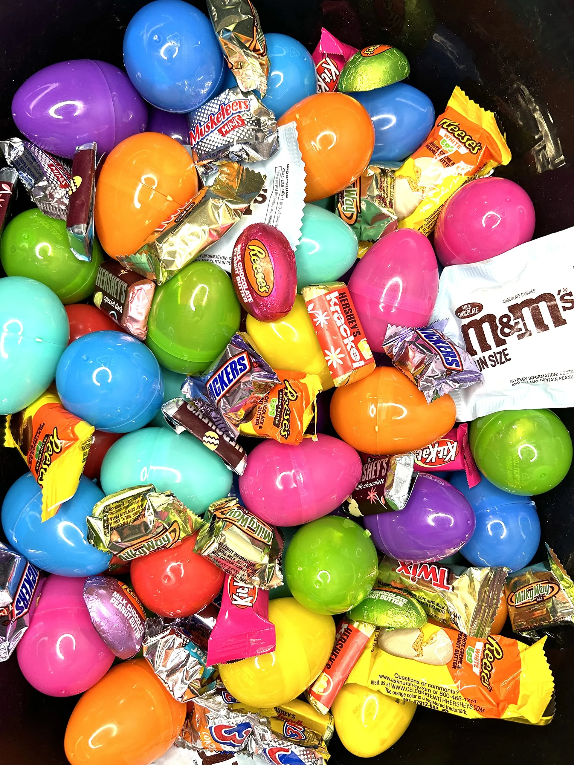 Pre Filled Chocolate Candy Plastic Easter Eggs with Free Unique Shopper Egg Token (100)