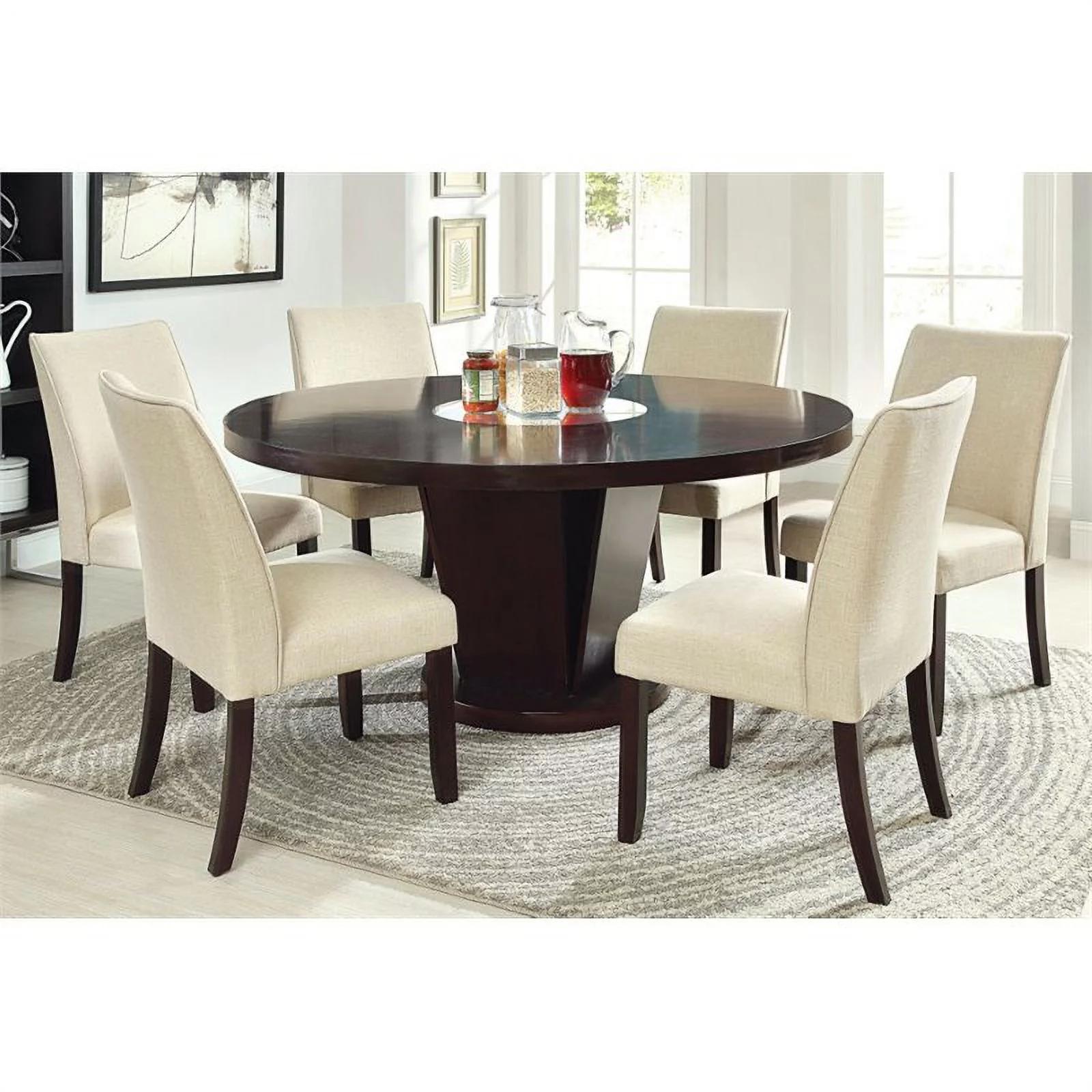 Bowery Hill 7 Piece Round Dining Set in Espresso