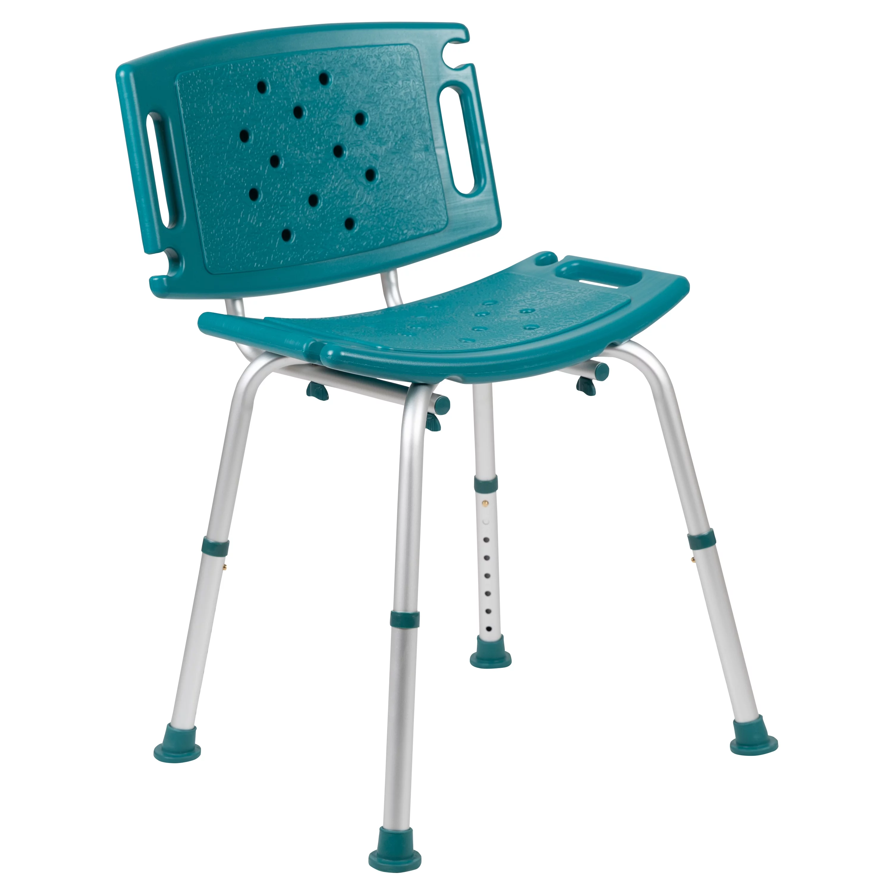 Flash Furniture HERCULES Series Tool-Free and Quick Assembly, 300 Lb. Capacity, Adjustable Teal Bath & Shower Chair with Extra Large Back