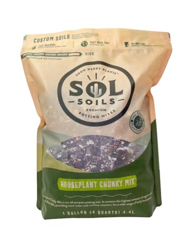 Sol Soils Chunky Houseplant Mix - Fast Draining Soil for Indoor Plants with Coco Coir Chips, Perlite, & Pumice, 1 Gallon
