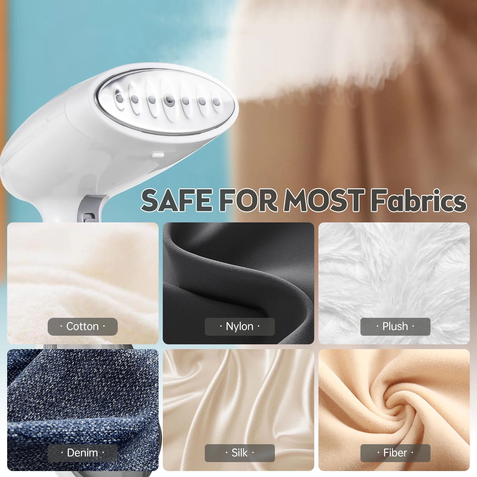 Dcenta Foldable Handheld Clothing Steamer, 1300W, 2-Second Fast Heat, Wrinkle Remover