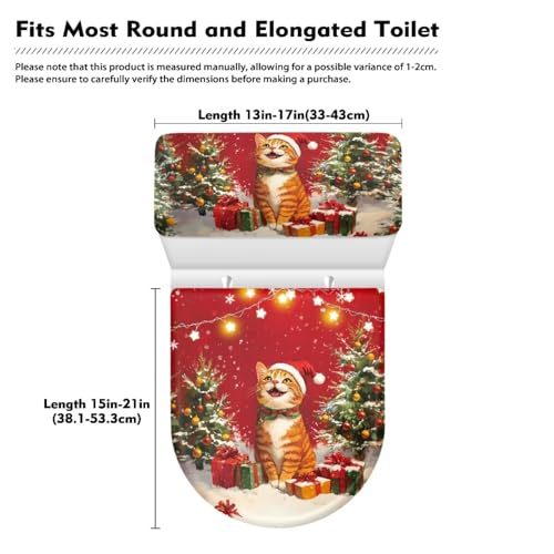 Christmas Bow Bell Toilet Tank Lid Cover and Toilet Seat Lid Cover 2 Pcs Set Toilets Covers with Elastic Cloth Fits Most Toilets Tanks & Lids