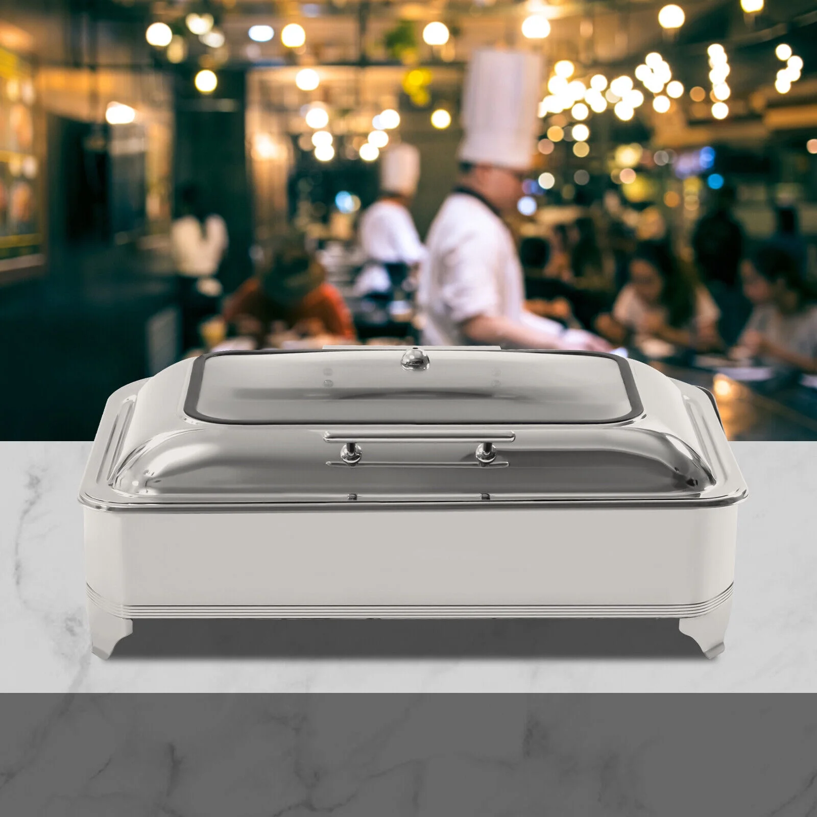 9L Electric Food Warmer W/ 2 Trays Countertop Buffet Server Heating Plate 45-80℃