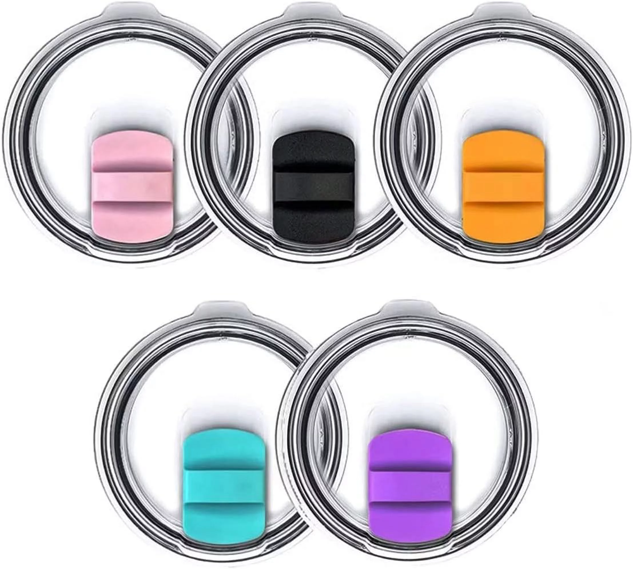 20oz Magnetic Tumbler Lid for YETI Rambler, Ozark Trail, and Old Style RTIC. Magnetic slider replacement, Magnetic Spill Proof Tumbler Cover included(5 Pack)