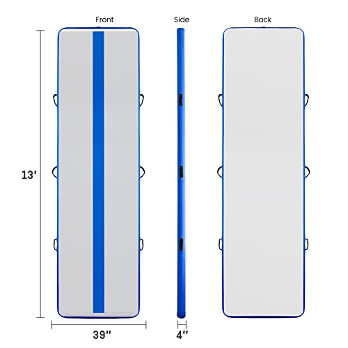 FunWater Inflatable Gymnastics Mat 10ft/13ft Tumble Track Tumbling Mat 4in Thick Gymnastic Mats for Kids with Electric Pump for Home Use/Training/Cheerleading/Gym/Yoga