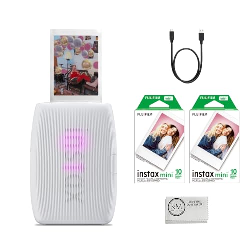 Fujifilm INSTAX Mini Link 3 Smartphone Printer | Sage Green Bundled INSTAX Mini Instant Film | 20 Exposures + Microfiber Cleaning Cloth (3 Items)