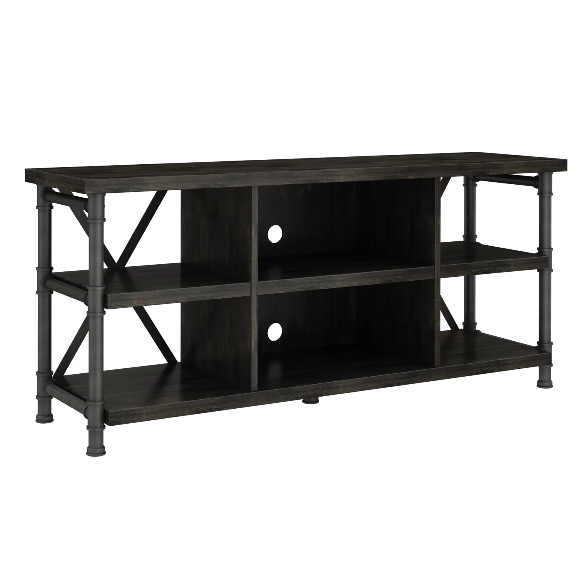 Industrial TV Stand for TVs up to 60 inches with Metal Pipe Frame