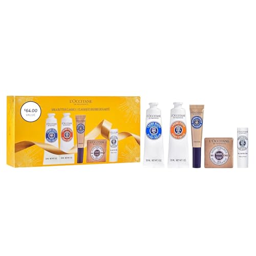 L’Occitane Shea Butter Classics Holiday Gift Set, Soothing, Nourishing & Hydrating Daily Essentials, Travel-Sized Minis, Skincare, Lip & Body Care