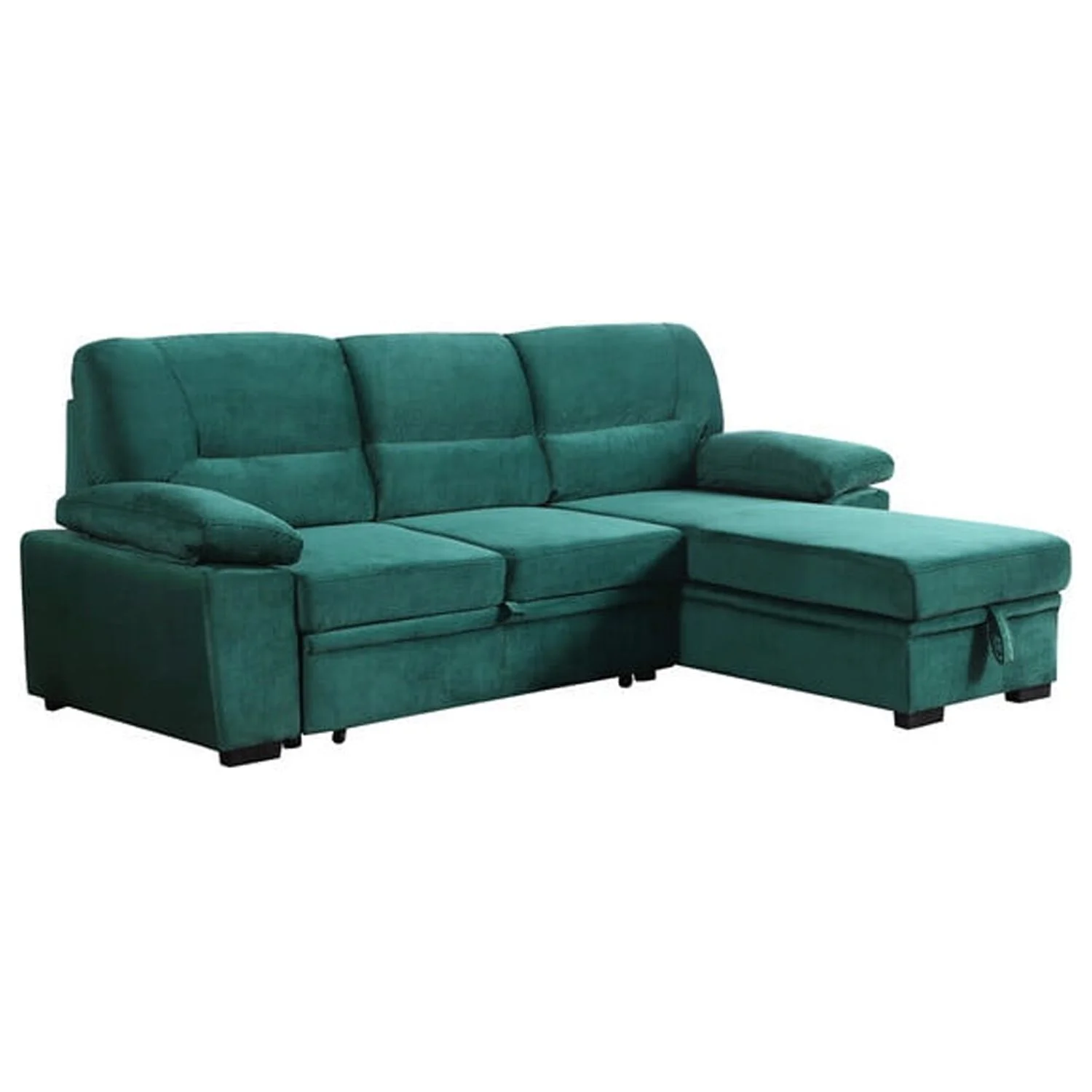 Homestock Art Deco Dreams Reversible Sleeper Sectional Sofa-Color:Green