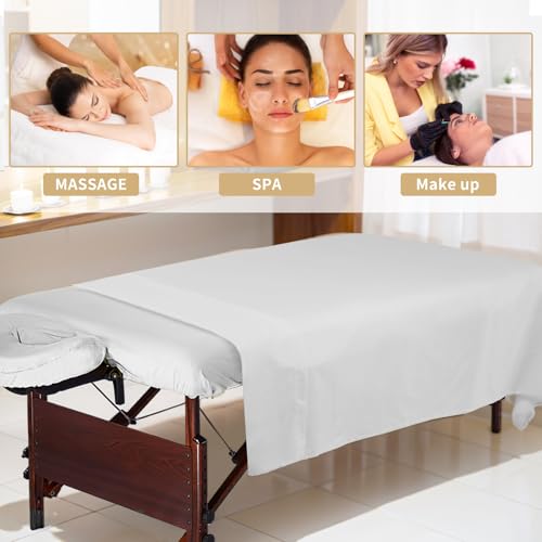 4 Sets Premium Microfiber Massage Table Sheets Set 3 Piece Set Includes Massage Table Cover Fitted Sheet and Fitted Face Rest Cover, White
