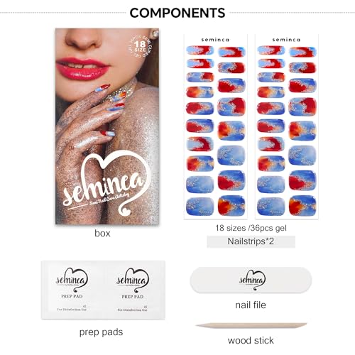 Semi Cured Gel Nail Strips-Easy Apply Christmas Gel Nail Stickers Holiday Semi Cured Manicure Strips with Sparkling Xmas Designs (Classic Yule)