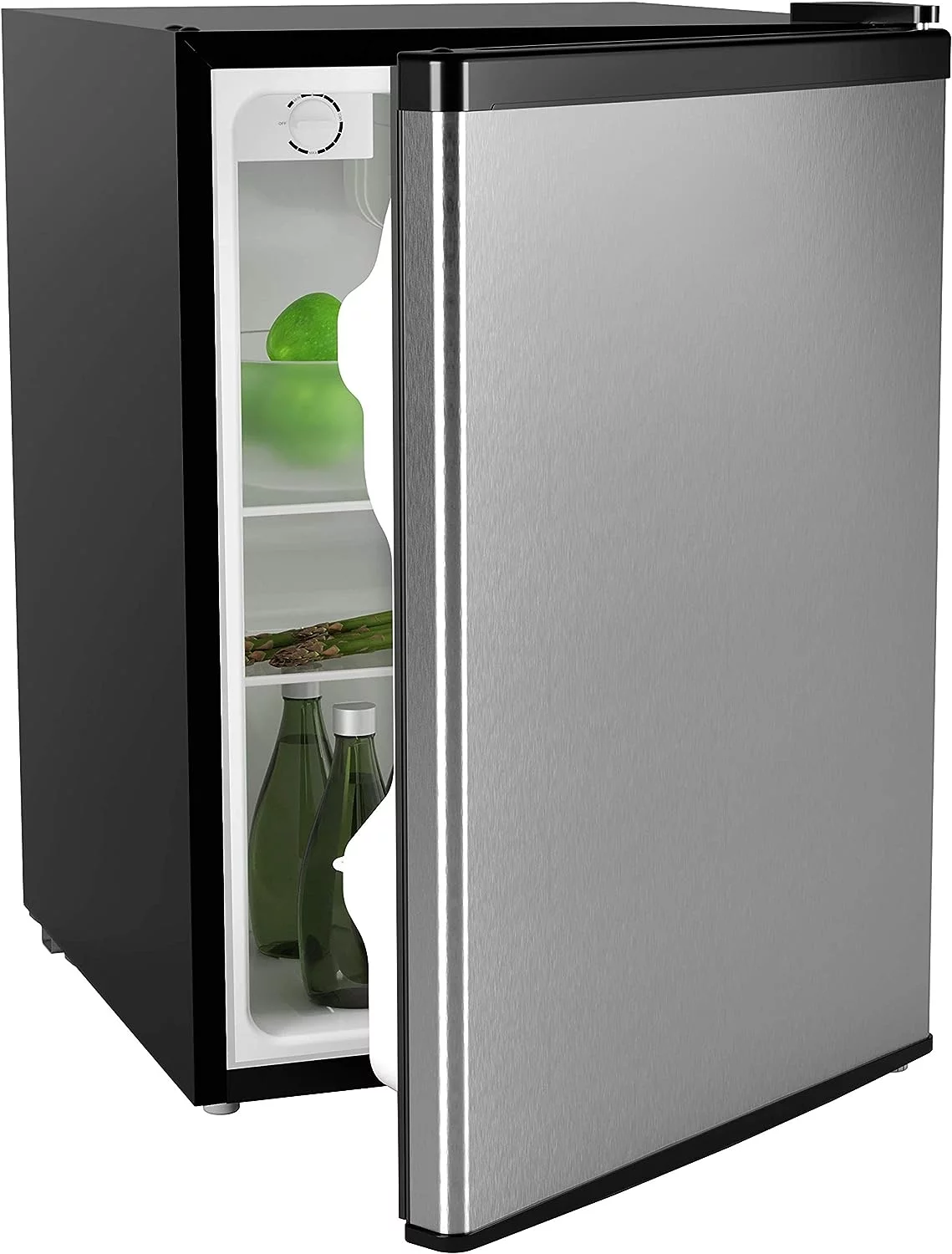Mini Fridge - 2.4 Cubic Feet Under Counter Refrigerator with Small Freezer for Office, Dorm or Apartment with Removable Glass Shelves