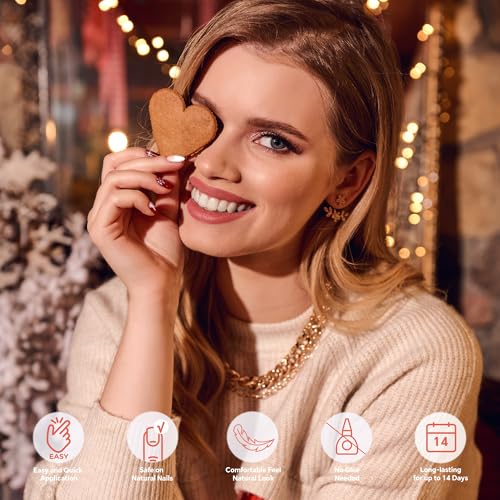 Semi Cured Gel Nail Strips-Easy Apply Christmas Gel Nail Stickers Holiday Semi Cured Manicure Strips with Sparkling Xmas Designs (Classic Yule)