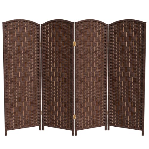Red Lantern 4 ft. Short Diamond Weave Fiber Folding Screen - Black - 4 Panel