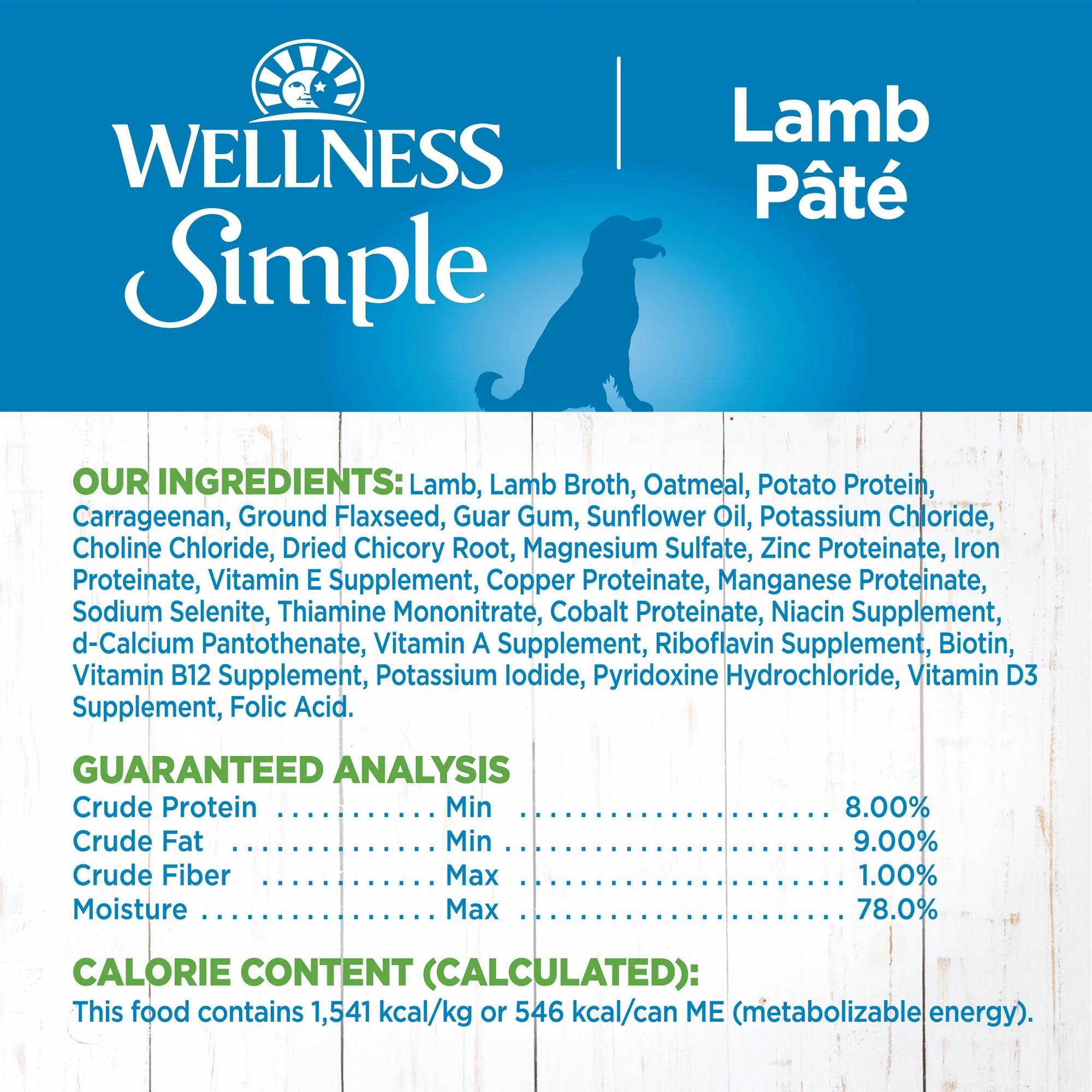 Wellness Simple Natural Wet Canned Limited Ingredient Dog Food, Lamb & Oatmeal, 12.5-Ounce Can (Pack of 12)
