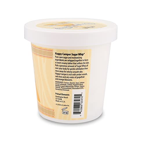 Primal Elements Sugar Scrub, Exfoliating Sugar Whip, Face and Body Cleanser, Moisturizer, Gingerbread, 10 oz Package