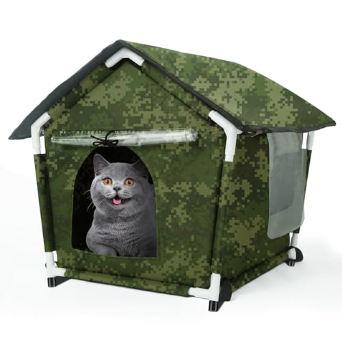 Outdoor Cat House Weatherproof Cat Shelters for Feral Cats Indoor Cat House with Mat and Edging Nails for Outside Provides Cozy Shelter for Stray and Outdoor Cats