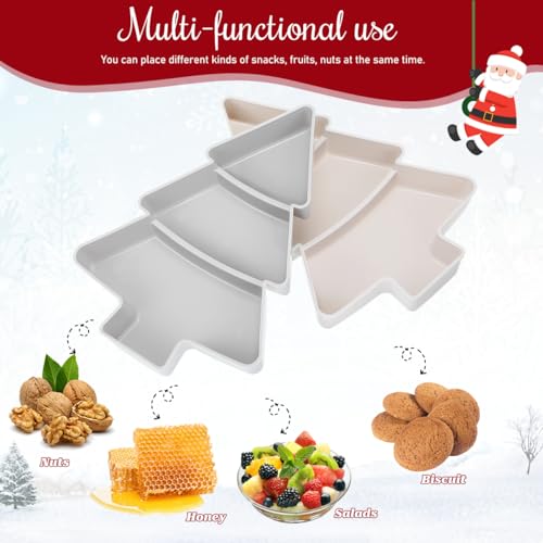 Angoily Christmas Serving Tray, 2pcs Plastic Christmas Tree Serving Platter, Tree Shaped Holiday Candy Dishes, Ideal for Holiday Treats Candy Fruit Feasts Festive Tableware Appetizer Xmas Parties