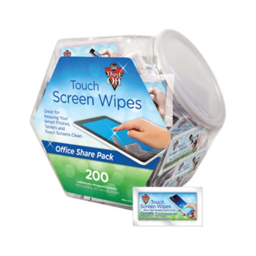 Dust-Off DMHJ 1 Jar, 200 Individual 5 in. x 7-3/4 in. Touch Screen Wipe Packets