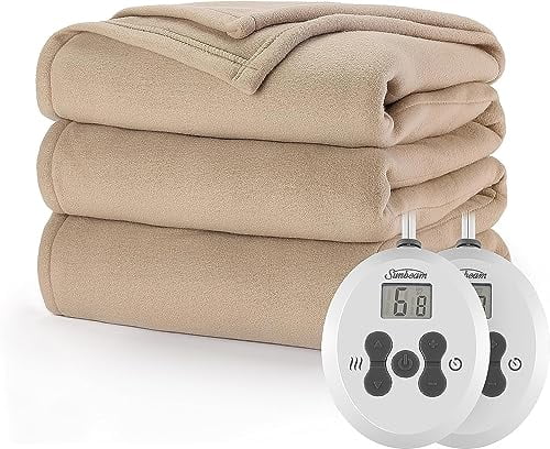 Sunbeam Royal Ultra Mushroom Heated Blanket 10 Heat Settings  Washable, Queen