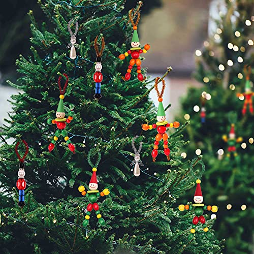 Tieshankao 16PCS Christmas Crafts DIY Beads Ornaments Kits for Adults Include Nutcracker, Angel, Elf, Tree - Xmas Holiday Toys Gifts Stocking Stuffers Decor Party Decorations Supplies(Need Assembly)