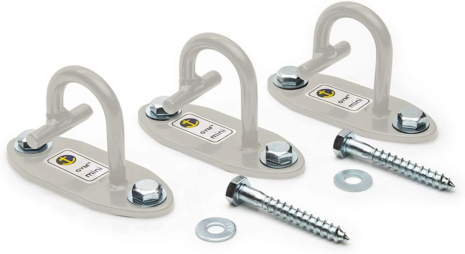 Anchor Gym Set of 3 Mini H1 Workout Wall Mount Anchors. Designed for Body Weight Straps, Resistance Bands, Strength Training, Home Gym, Physical Therapy | Light Gray/Off White - Wood Screws Included