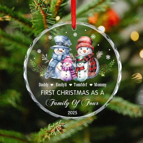 First Christmas As A Family of Three Footprints Ornament, Personalized 2-Layered 2025 1st First Christmas Family of 3 New Baby Wooden Ornament Xmas Tree Crafts Gifts for New Mom Parents (style01)