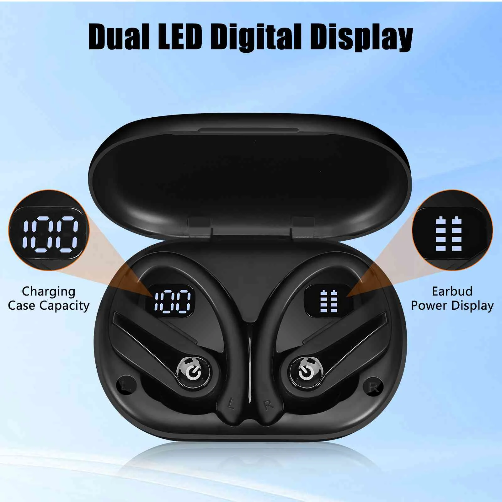 UrbanX Challenger Series Sports Earphones wireless Bluetooth with Built-in Mic, 200H Playtime, Immersive Sound, Quick-Pair, Secure Fit, IPX7 Waterproof, Compatible With Infinix Hot 11 2022 - Black