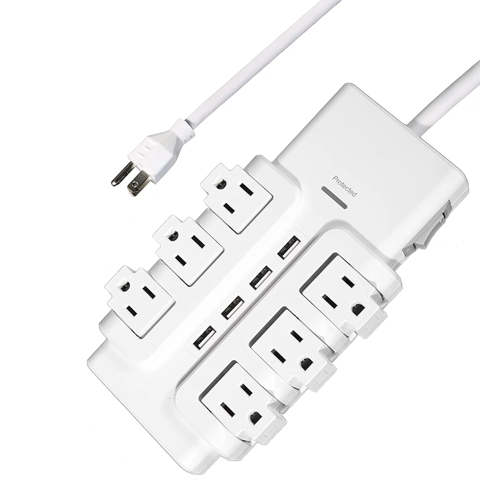 KARMAS PRODUCT Rotating Power Strip Surge Protector 1020 Joules 6 Outlet Extender with 4 USB Ports and 6ft Heavy Duty Extension Cord Wall Mount for Home Office (6 Outlets)