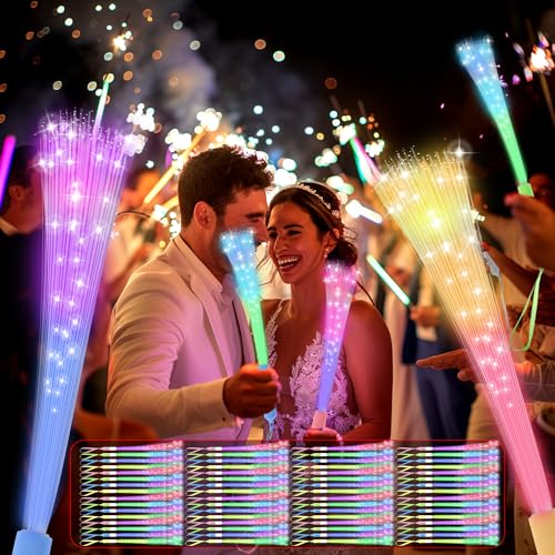 24 PCS Fiber Optic Wand,Glow Fiber Optic Wands,Glow in The Dark Party,Glow Wands led Light up Party Favors for Wedding,neon Party,New Year Party Favors,Halloween,Christmas,Bar DJ