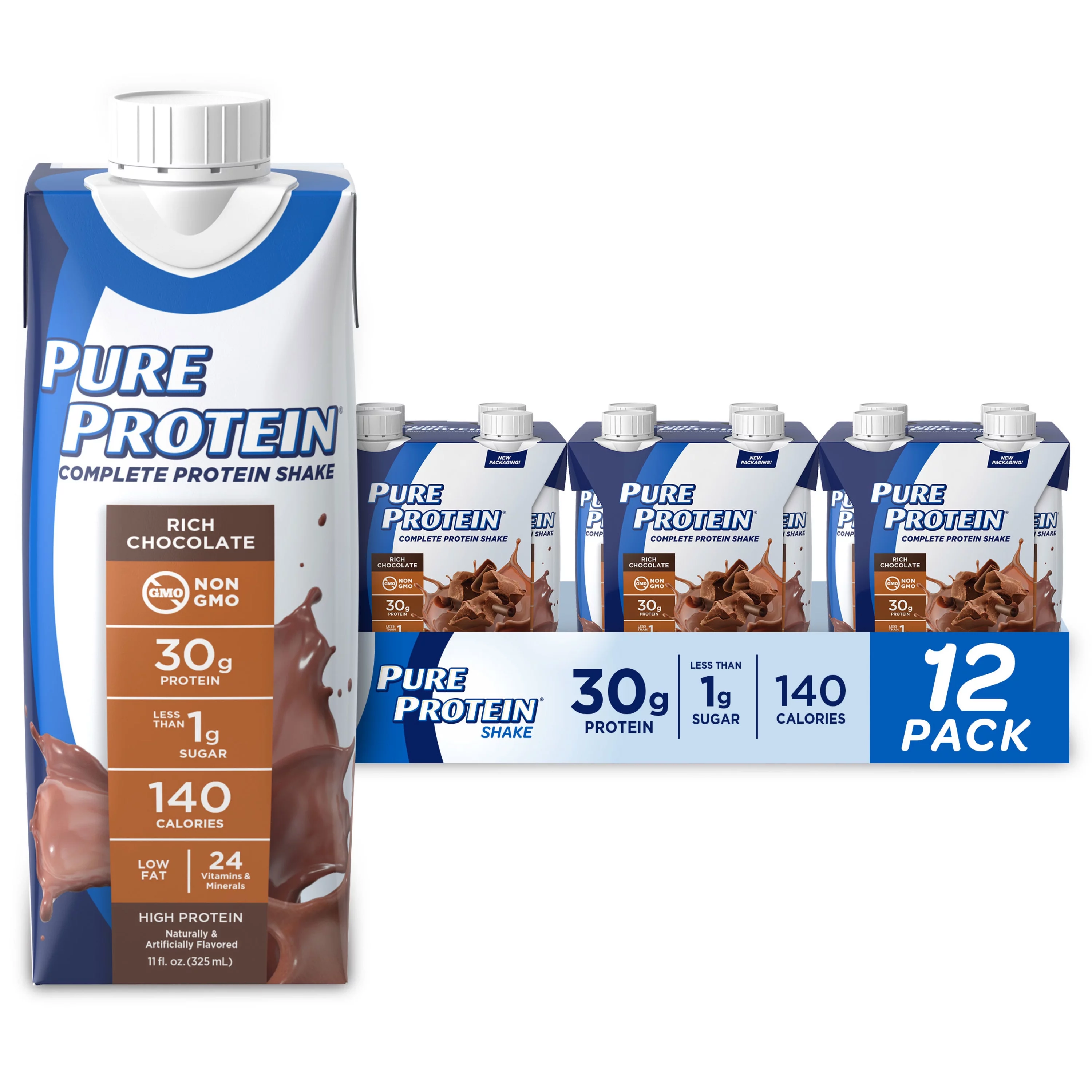 Pure Protein Shake, Rich Chocolate, 30g Protein, 11 fl oz, 12 Ct