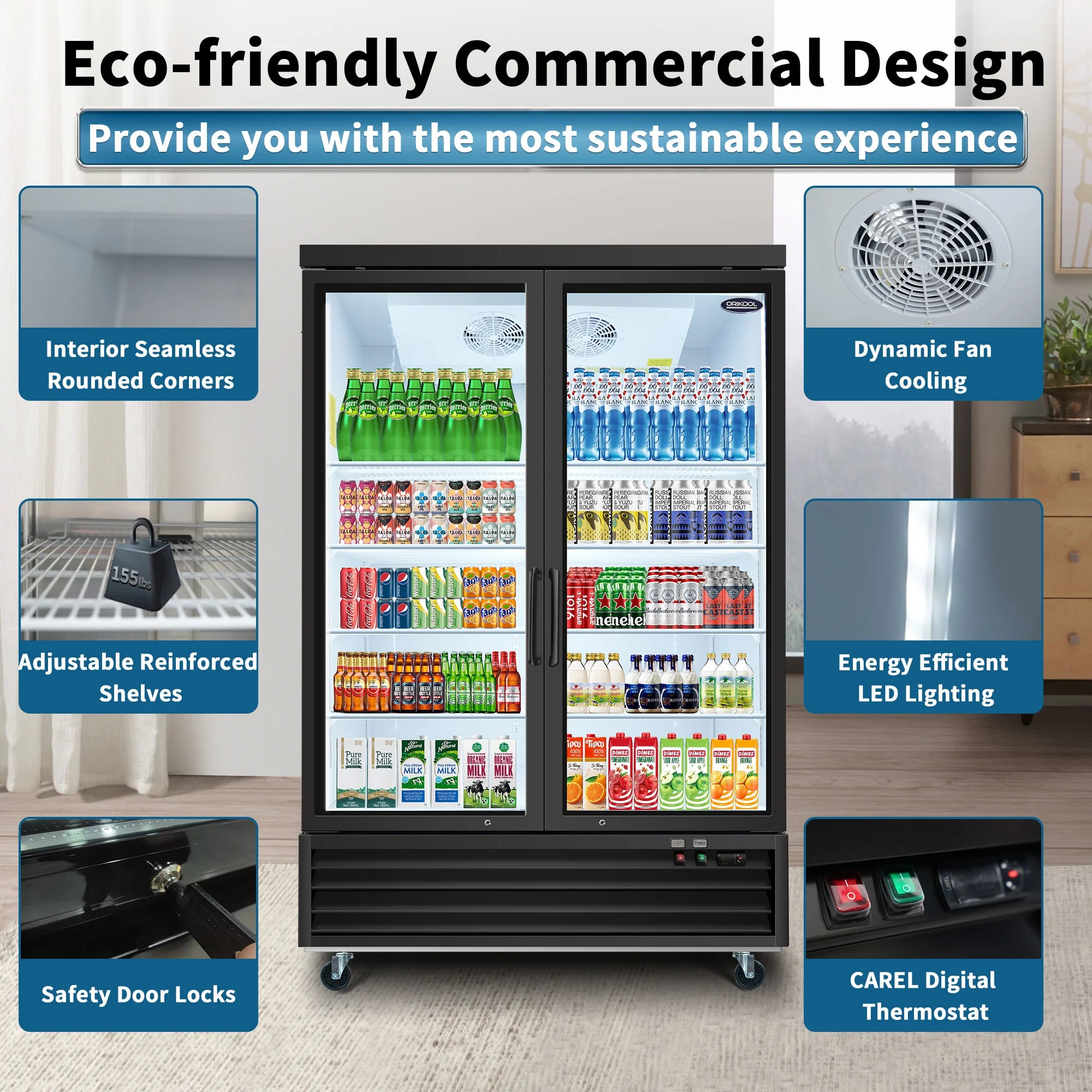 Glass Door Merchandiser Refrigerator - 44.7 Cu.ft - Keep Products Fresh & Visible