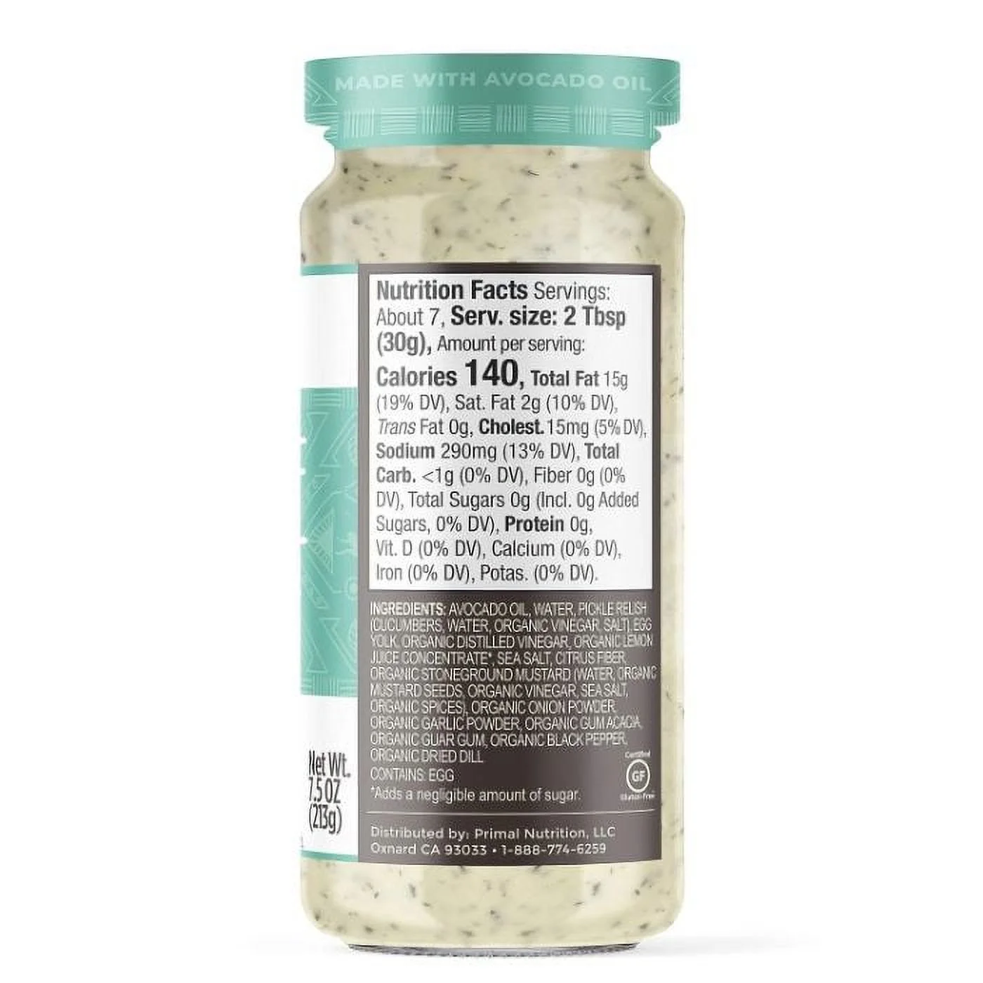 PRIMAL KITCHEN SAUCE TARTAR 7.5 OZ - Pack of 6