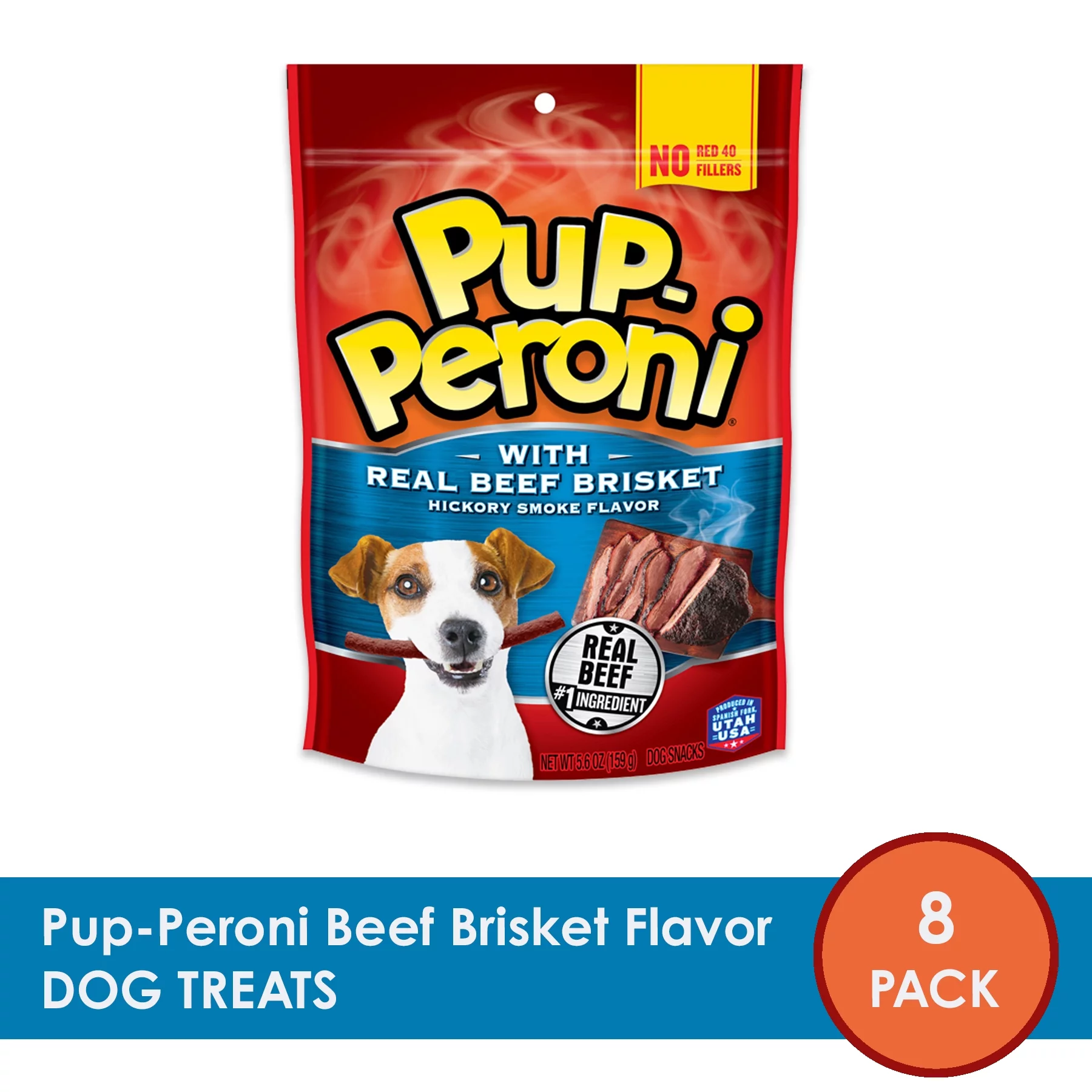 Pup-Peroni Real Beef Brisket With Hickory Smoke Flavor Dog Treats, 5.6oz Bag (Pack of 8)