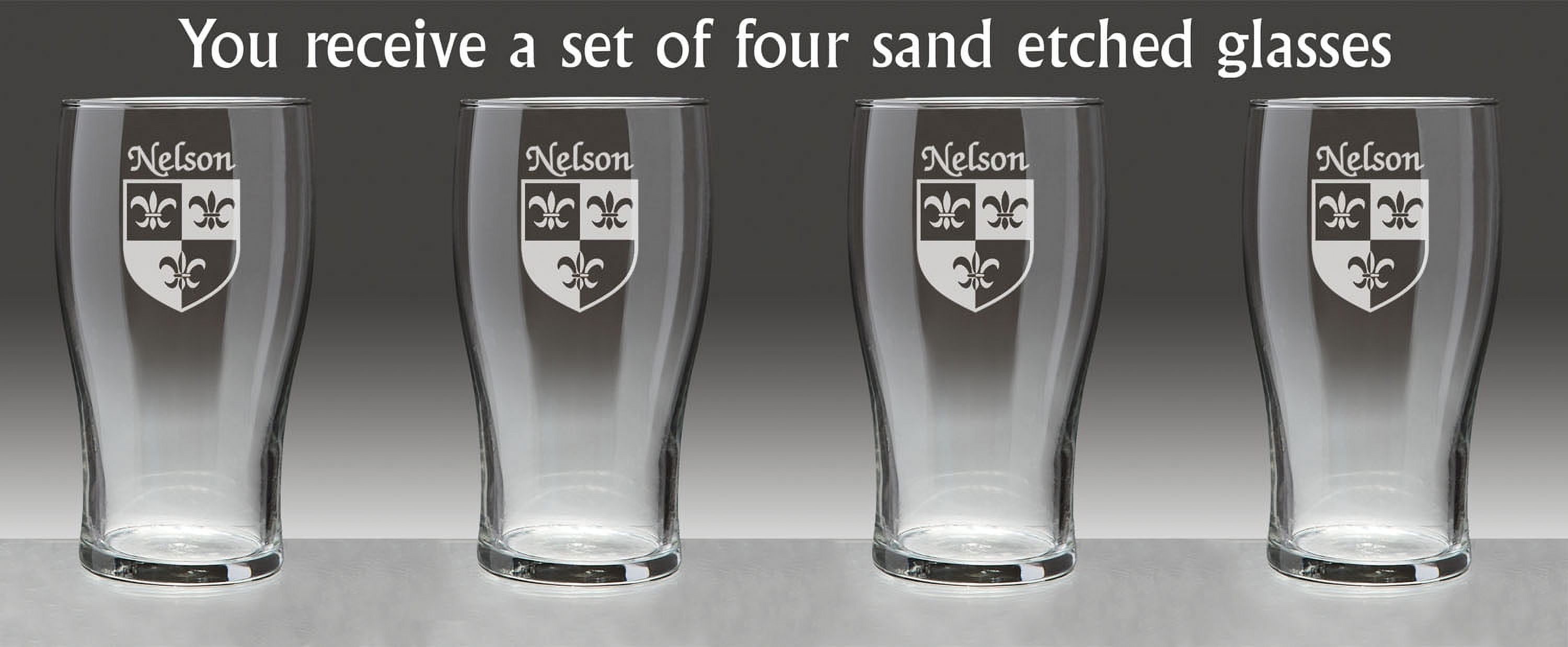 Nelson Irish Coat of Arms Tavern Glasses - Set of 4 (Sand Etched)