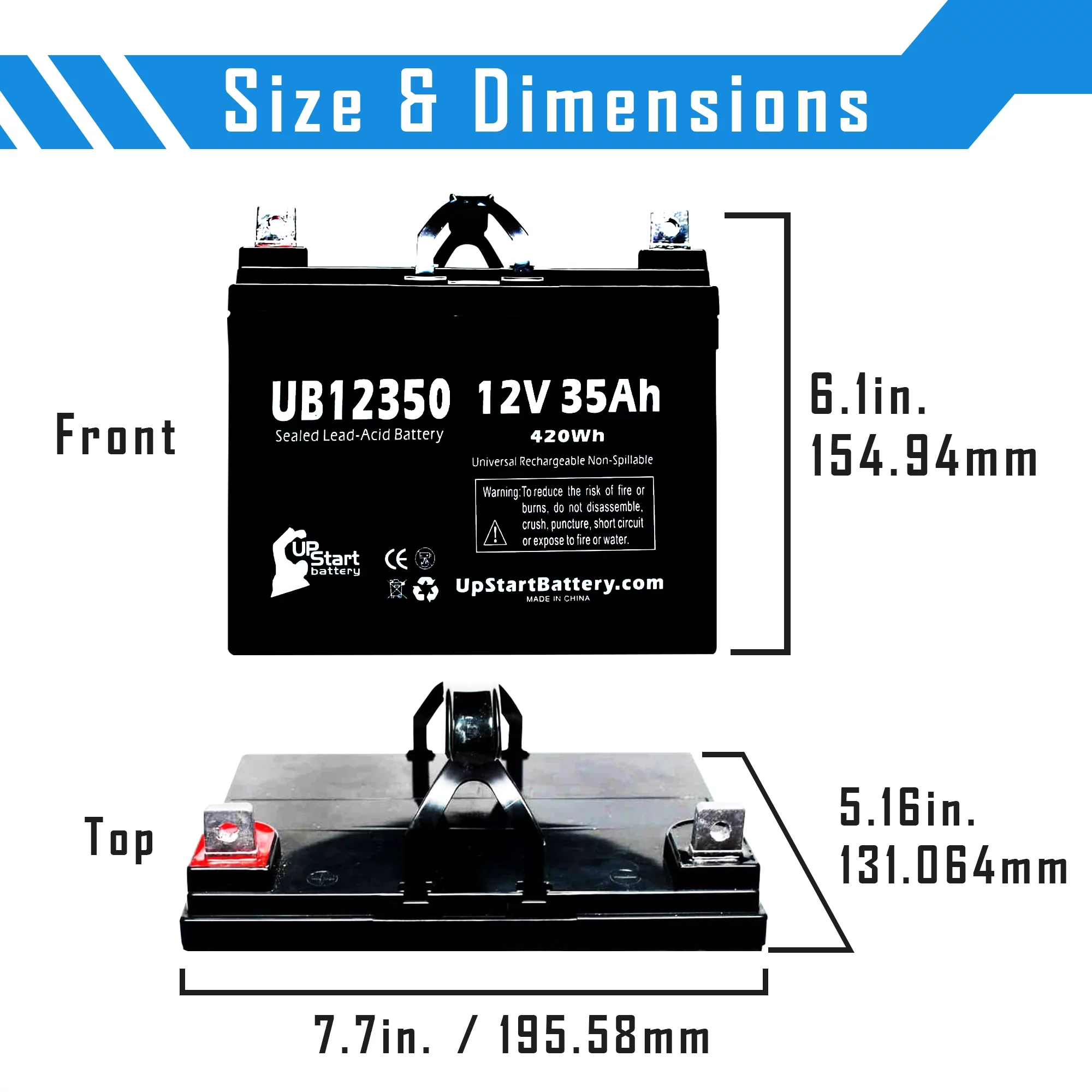 4x Pack - Compatible ELS BLH Battery - Replacement UB12350 Universal Sealed Lead Acid Battery (12V, 35Ah, 35000mAh, L1 Terminal, AGM, SLA)