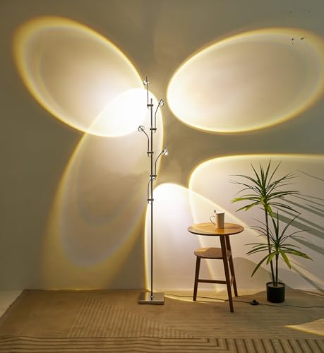 Sunset Floor lamp Unique 5 Head Projector lamp for Bedroom Background Decorative Adjustable Modern LED sunset light Mood lighting Living Room Galvanized Chrome Color Filter Mood Ambient Floor lamp