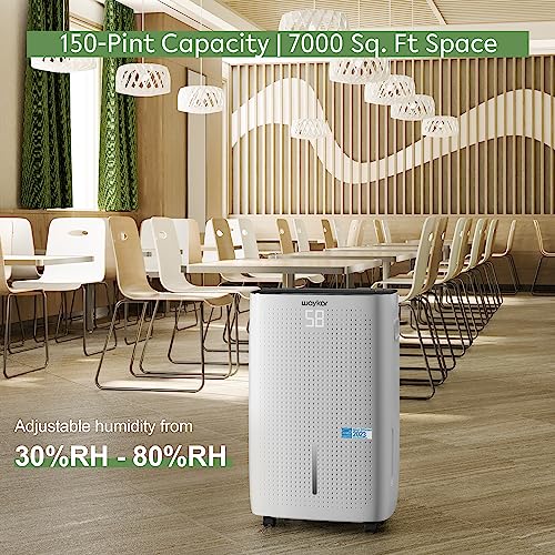 Waykar 120 Pints Energy Star Dehumidifier for Spaces up to 6,000 Sq. Ft at Home, in Basements and Large Rooms with Drain Hose and 1.14 Gallons Water Tank