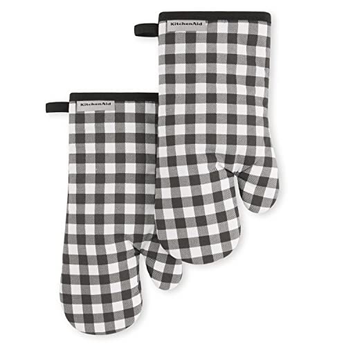 KitchenAid Gingham Oven Mitt 2-Pack Set, Passion Red, 7