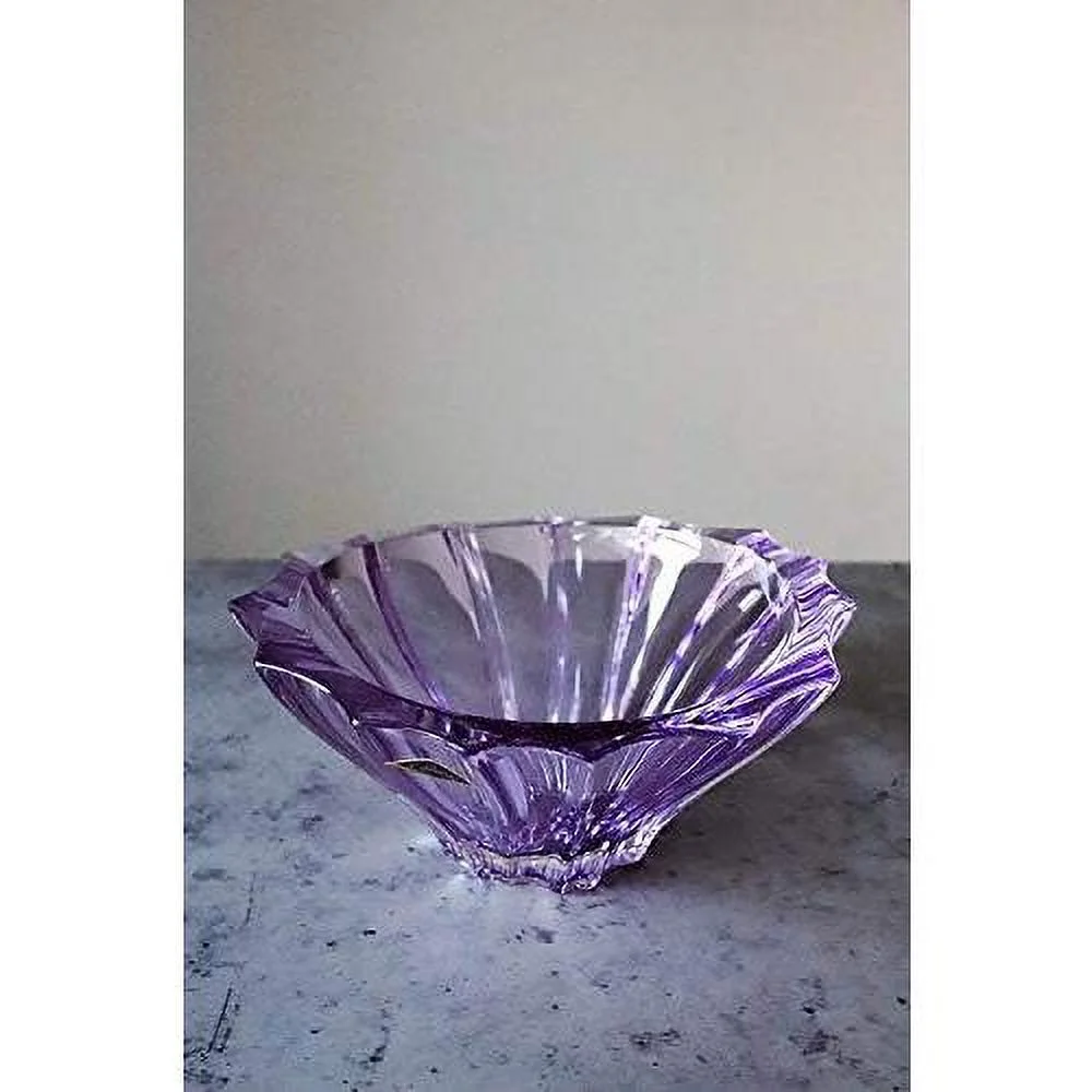 Bohemian Crystal Glass Bowl-Vase 8''-Dia Amethyst-Purple Vintage European Design ''Plantica'' Centerpiece Fruit Desserts Home Decor Birthday Wedding Housewarming Anniversary