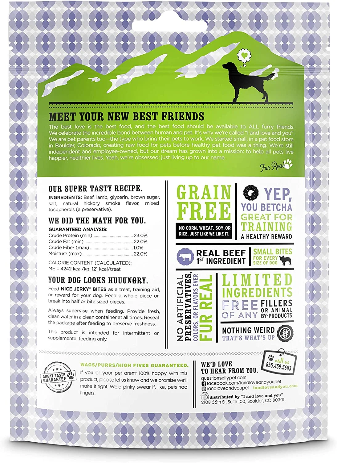 I and Love and You Nice Jerky Bites Beef Lamb Recipe 4 oz Pack of 4