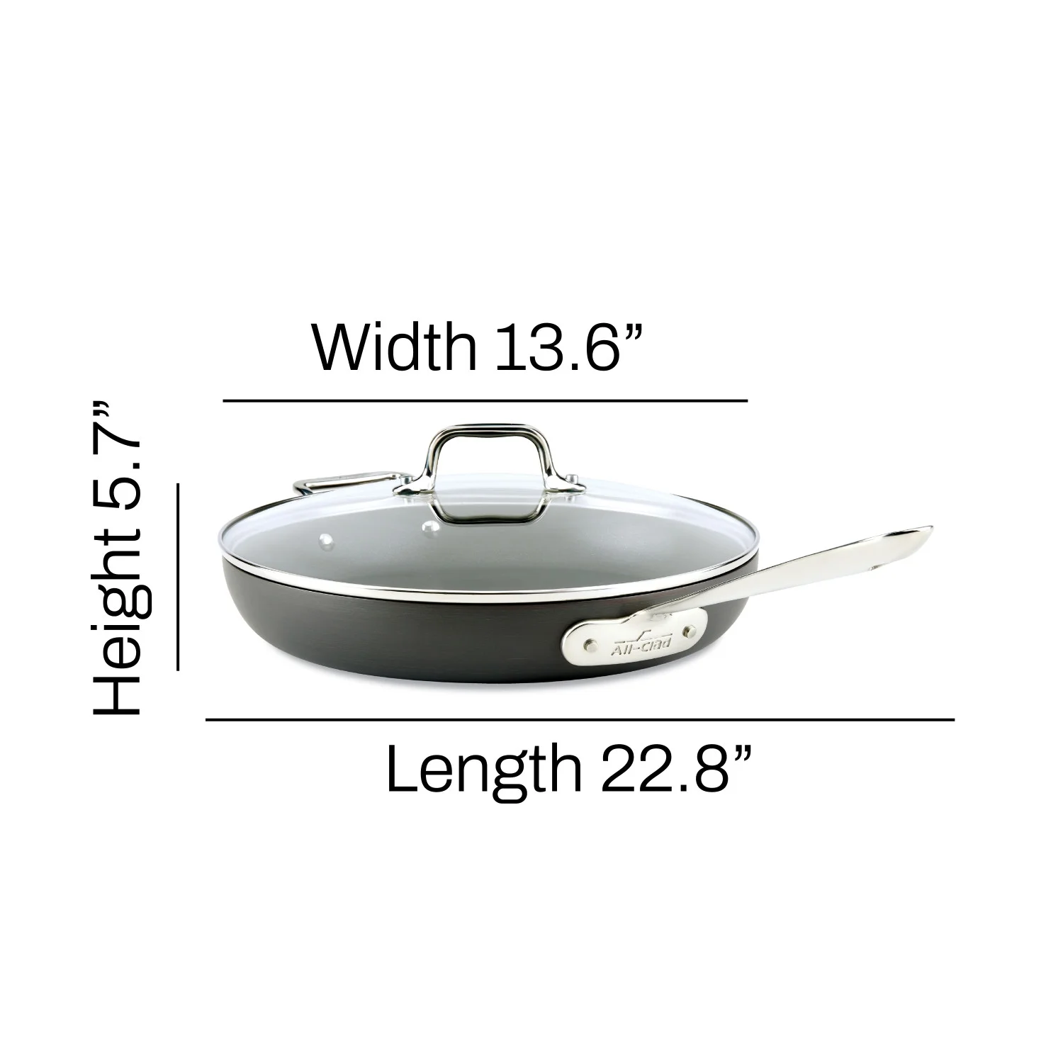 All-Clad E7859664 HA1 Hard Anodized Nonstick Dishwasher Safe PFOA Free Fry Pan with lid  Cookware, 12-Inch, Medium Grey
