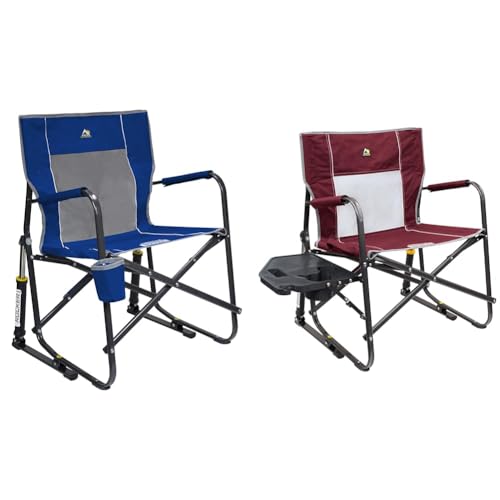 GCI Outdoor Freestyle Rocker Folding Camp Chairs, Rocking Chair and XL Rocking Chair with Side Table